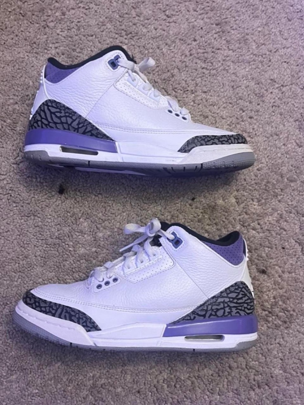 jordan 3 purple and grey size 6y